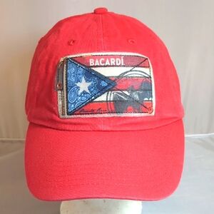 Bacardi Red Puerto Rican Flag Adjustable Strapback Hat Cap New Without Tags